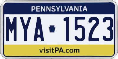 PA license plate MYA1523