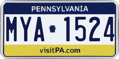 PA license plate MYA1524