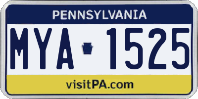 PA license plate MYA1525