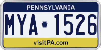 PA license plate MYA1526