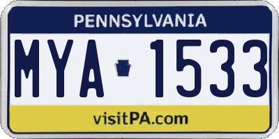 PA license plate MYA1533