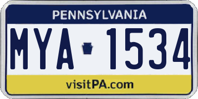 PA license plate MYA1534