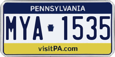 PA license plate MYA1535