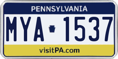 PA license plate MYA1537