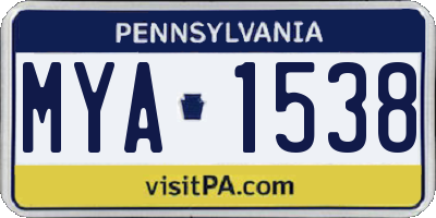 PA license plate MYA1538