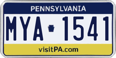 PA license plate MYA1541