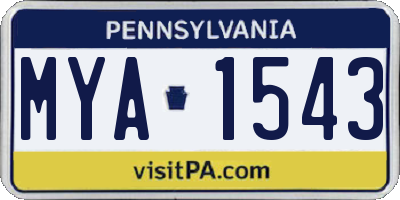 PA license plate MYA1543