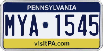PA license plate MYA1545