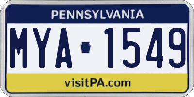 PA license plate MYA1549