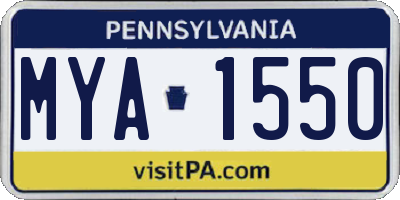 PA license plate MYA1550
