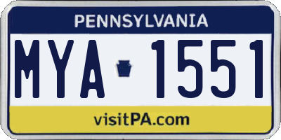 PA license plate MYA1551