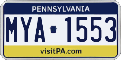 PA license plate MYA1553