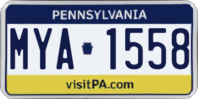 PA license plate MYA1558