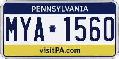 PA license plate MYA1560