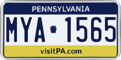PA license plate MYA1565