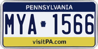 PA license plate MYA1566