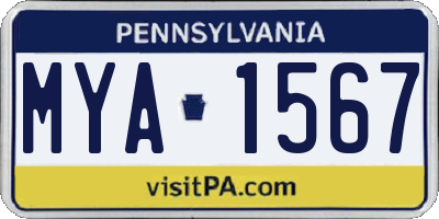 PA license plate MYA1567