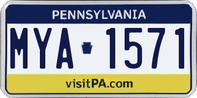 PA license plate MYA1571