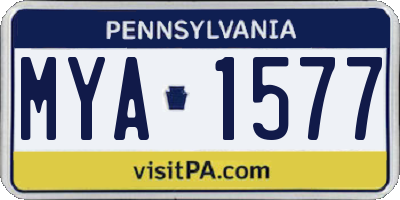 PA license plate MYA1577
