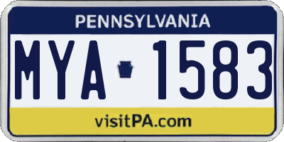 PA license plate MYA1583