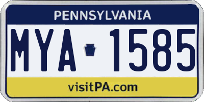 PA license plate MYA1585