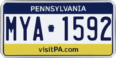PA license plate MYA1592