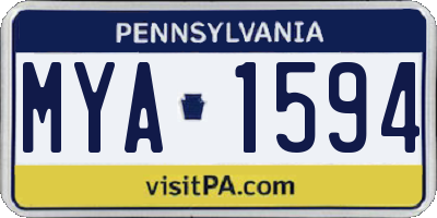 PA license plate MYA1594