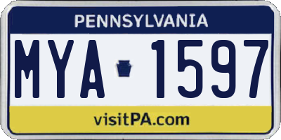 PA license plate MYA1597