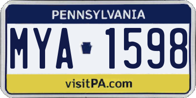 PA license plate MYA1598