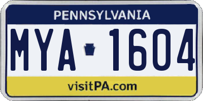 PA license plate MYA1604