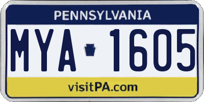 PA license plate MYA1605