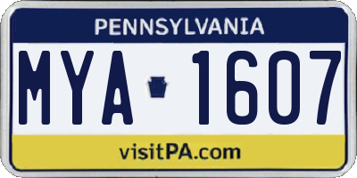PA license plate MYA1607