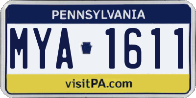 PA license plate MYA1611