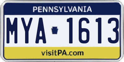 PA license plate MYA1613