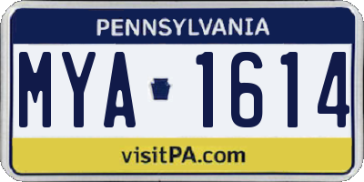PA license plate MYA1614