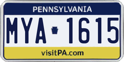 PA license plate MYA1615