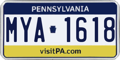 PA license plate MYA1618