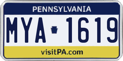 PA license plate MYA1619