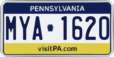 PA license plate MYA1620