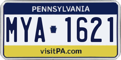 PA license plate MYA1621