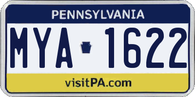 PA license plate MYA1622