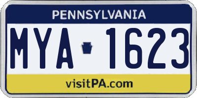 PA license plate MYA1623