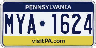 PA license plate MYA1624