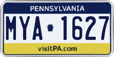 PA license plate MYA1627