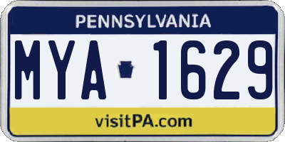 PA license plate MYA1629