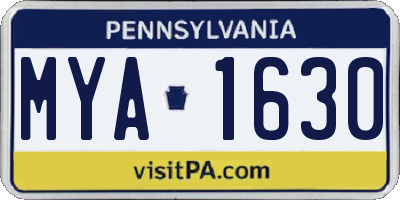 PA license plate MYA1630