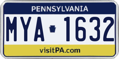 PA license plate MYA1632
