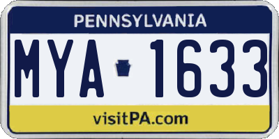 PA license plate MYA1633