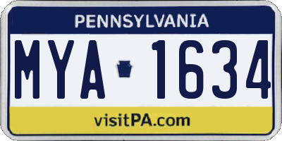 PA license plate MYA1634