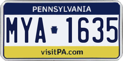 PA license plate MYA1635